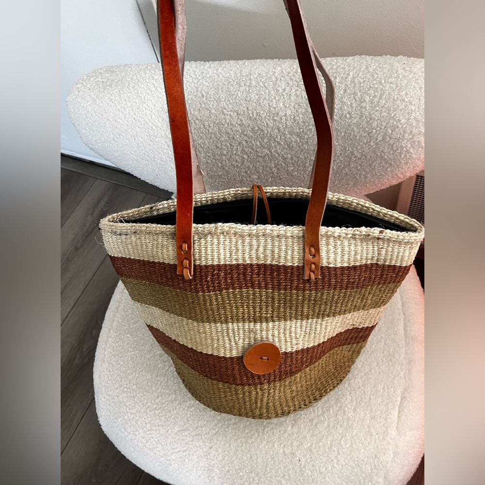 African Elegant Brown and Tan Woven Tote Bag
